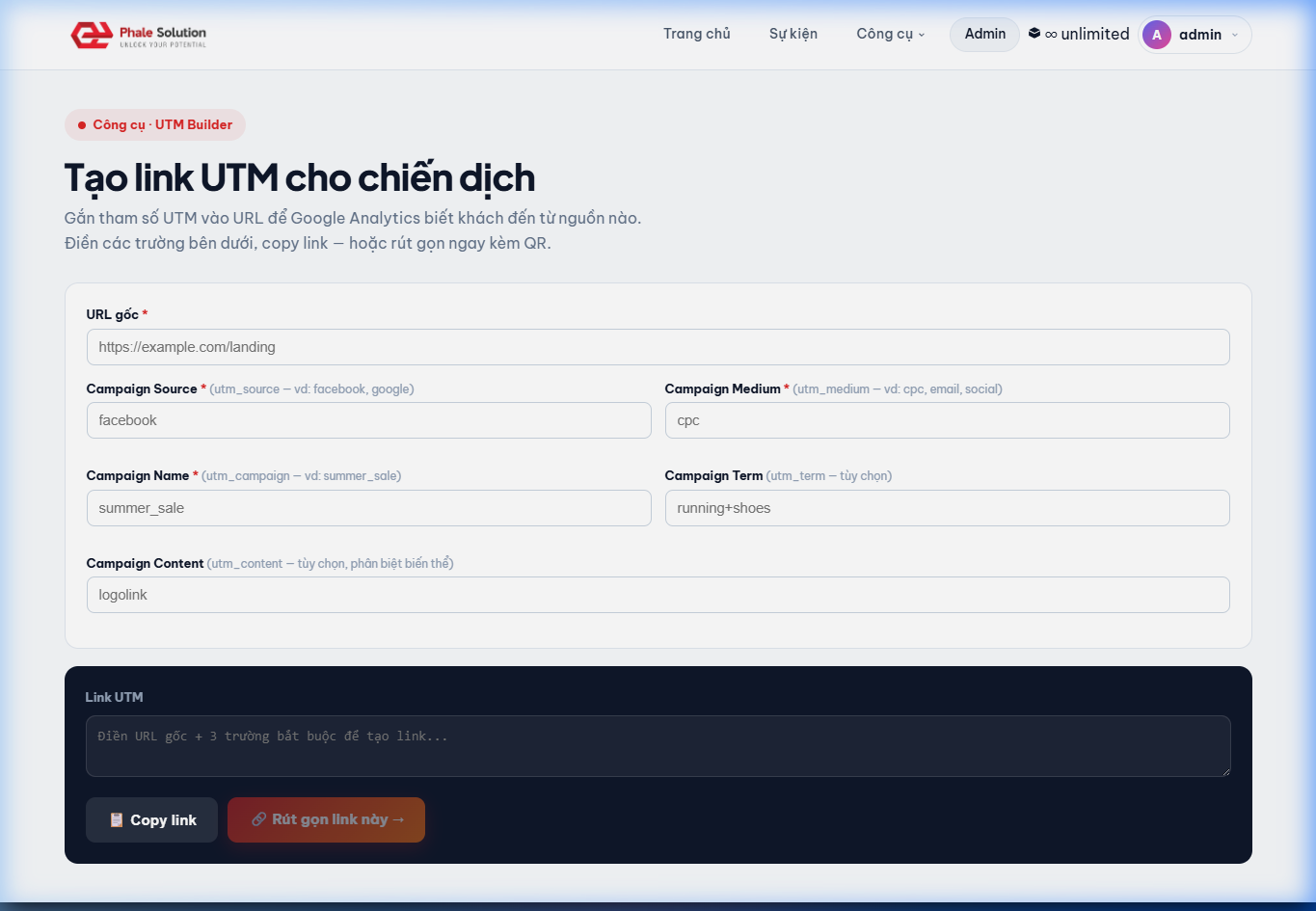 Giao diện UTM Builder