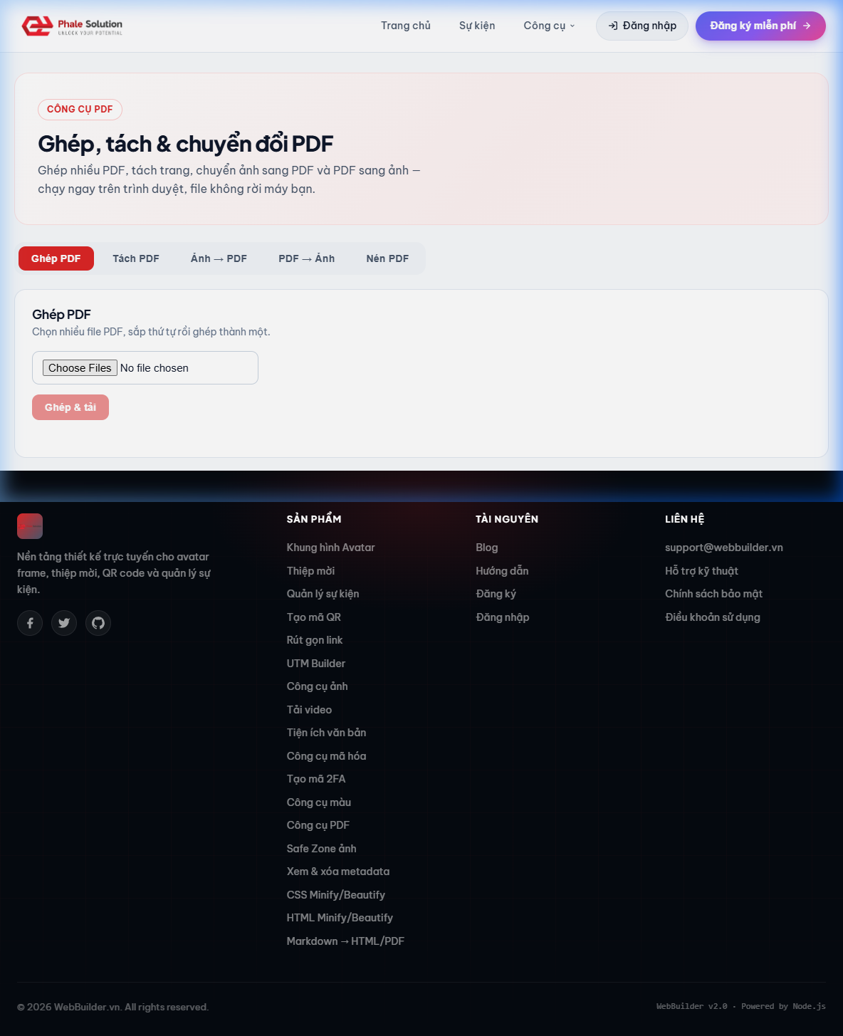 Giao diện ghép tách PDF