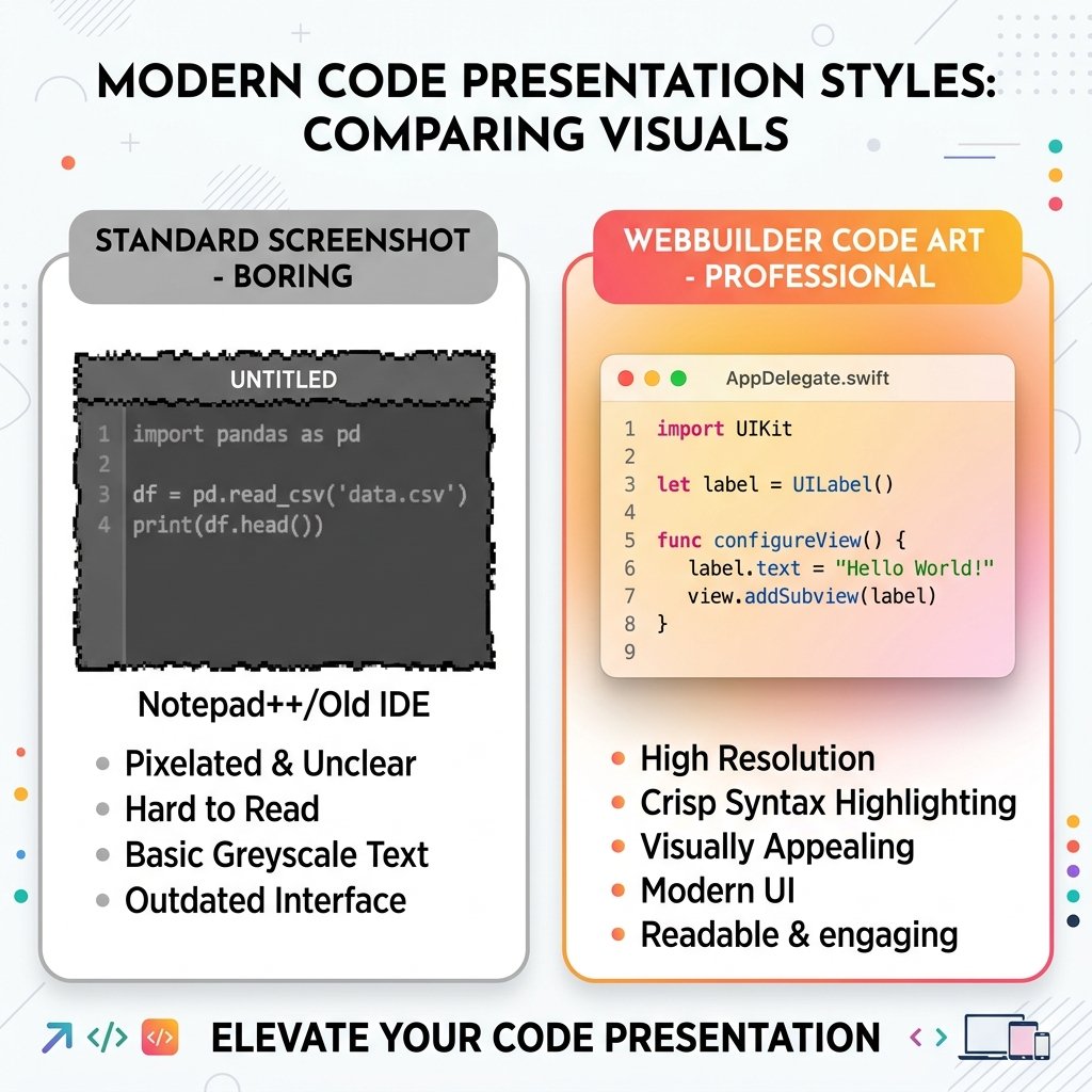 Đồ họa: So sánh ảnh chụp màn hình thô vs Ảnh code nghệ thuật WebBuilder