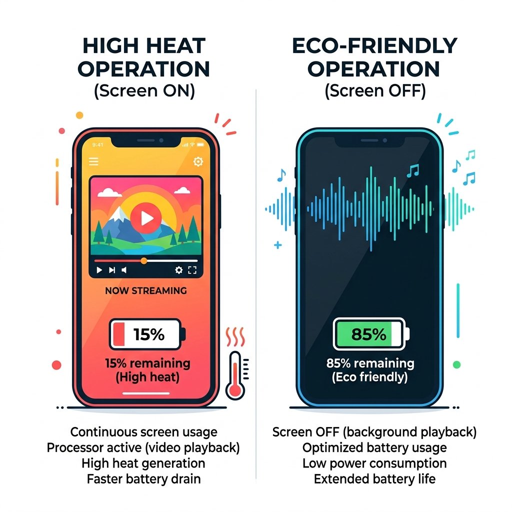 Đồ họa: Tiết kiệm pin khi nghe MP3 vs Chạy Video