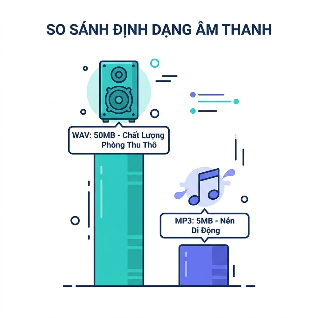 Đồ họa: So sánh dung lượng lưu trữ WAV vs MP3