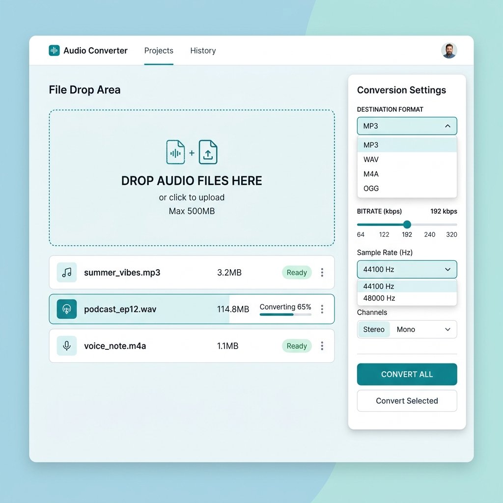 Ảnh chụp màn hình: Giao diện chuyển đổi âm thanh tại WebBuilder
