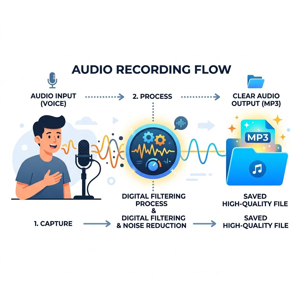 Đồ họa: Quy trình thu âm và trích xuất file audio sạch