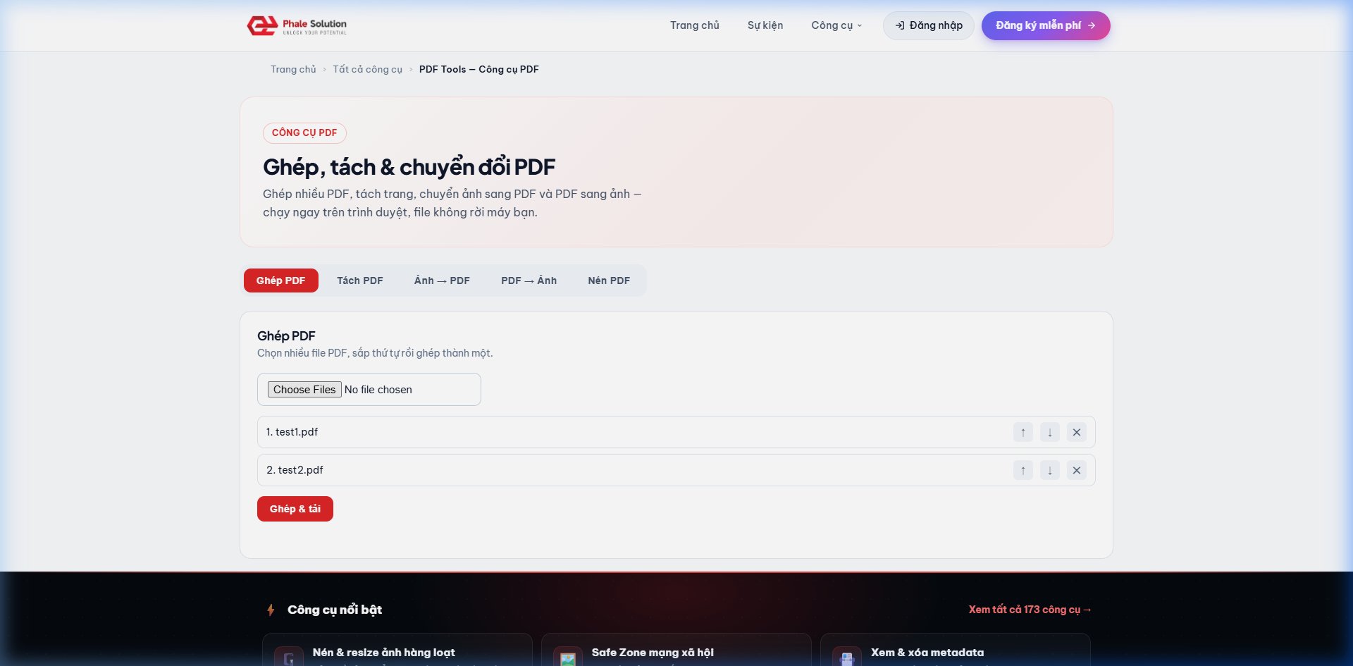 Ảnh chụp màn hình: Tệp PDF hoàn thiện sau khi gộp thành công