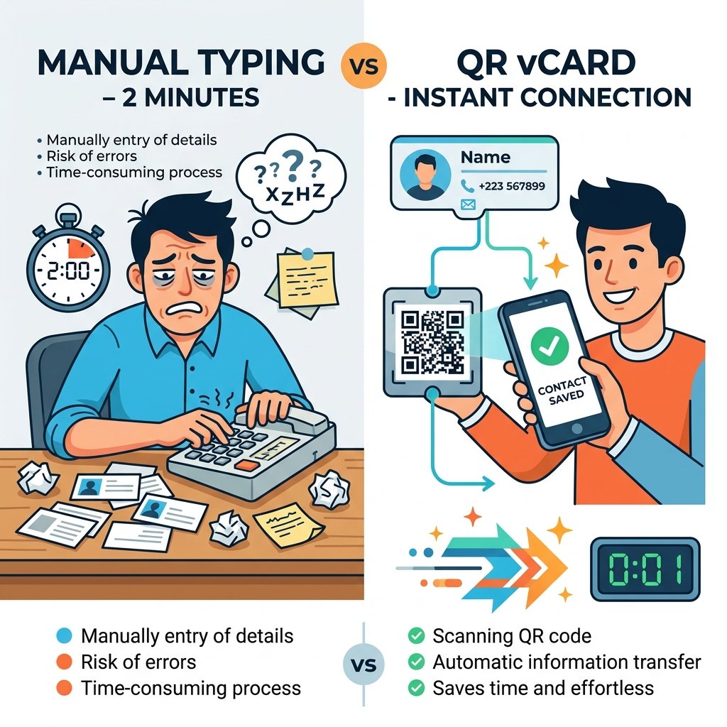 Đồ họa: Ký danh bạ kiểu truyền thống vs Quét QR vCard